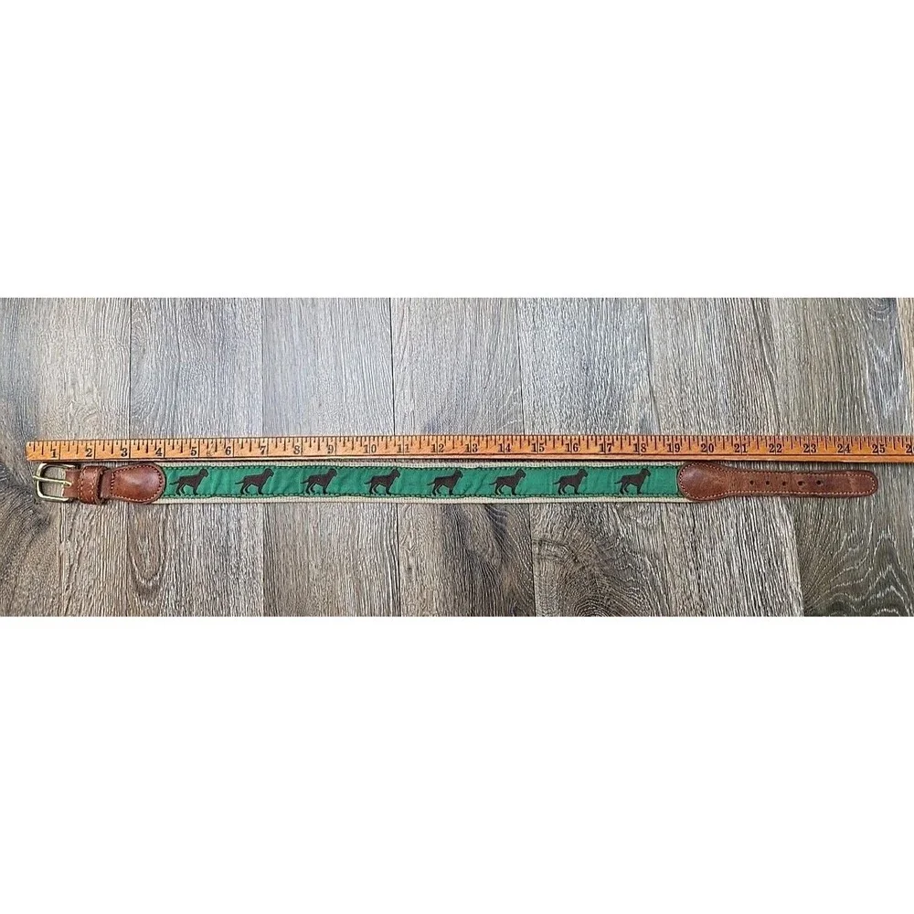 J. Bailey Buddy Belt Brown Lab Leather Canvas Ribbon Belt - 20 Inches